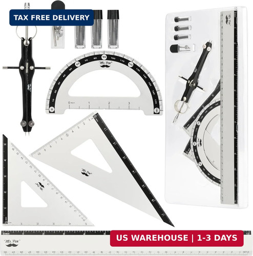 Metal geometry set - 9, pcs